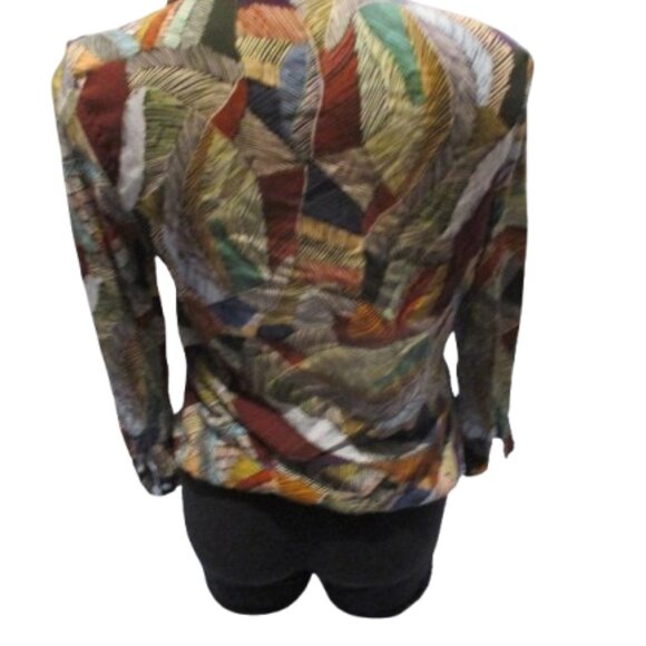 🌿 Vintage Feather Print Button-Down Shirt - Coco Y Club - Size S 🌿 - Picture 3 of 3